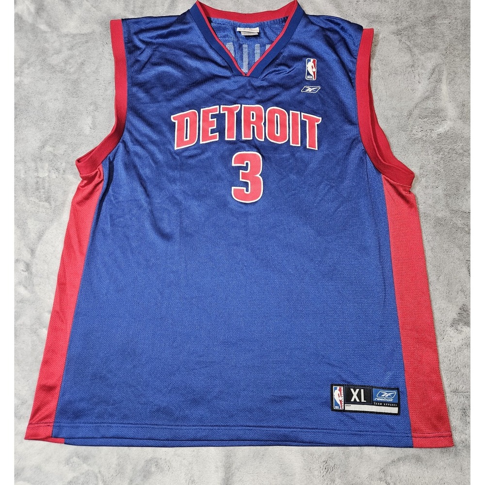 Vintage Reebok Ben Wallace Detroit Pistons Basketball Jersey Blue Men's XL NBA